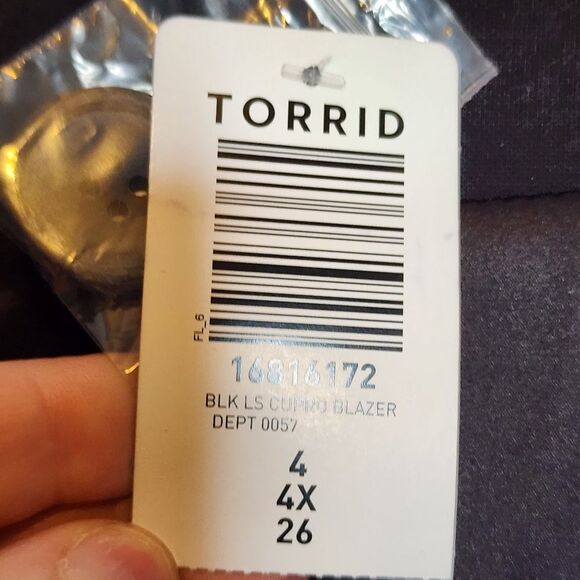 4X 26W Torrid Black Cupro Blazer Knit Stretch Lined Button Close Caterpillar Sle - Picture 6 of 8